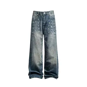 Women'S Pants Retro High-Waisted Pyramid Studded Y2k Jeans For Women Style Perfect For Everyday Hip-Hop Trendy Casual Wear