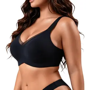 LEVAO Wireless Push Up Bra for Women Deep V Seamless Bralette Soft Supportive No Underwire Everyday Comfort Bra