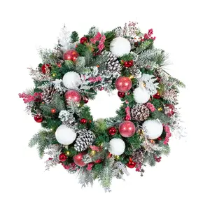 Village Lighting 30" Pre-Lit LED Wreath-Frosted Wonderland