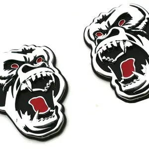2Pcs Angry Gorilla Ape Emblems 3D Car Truck Motorcycles Side Rear Styling Decal Sticker Gorilla Badge Custom New (Chrome)