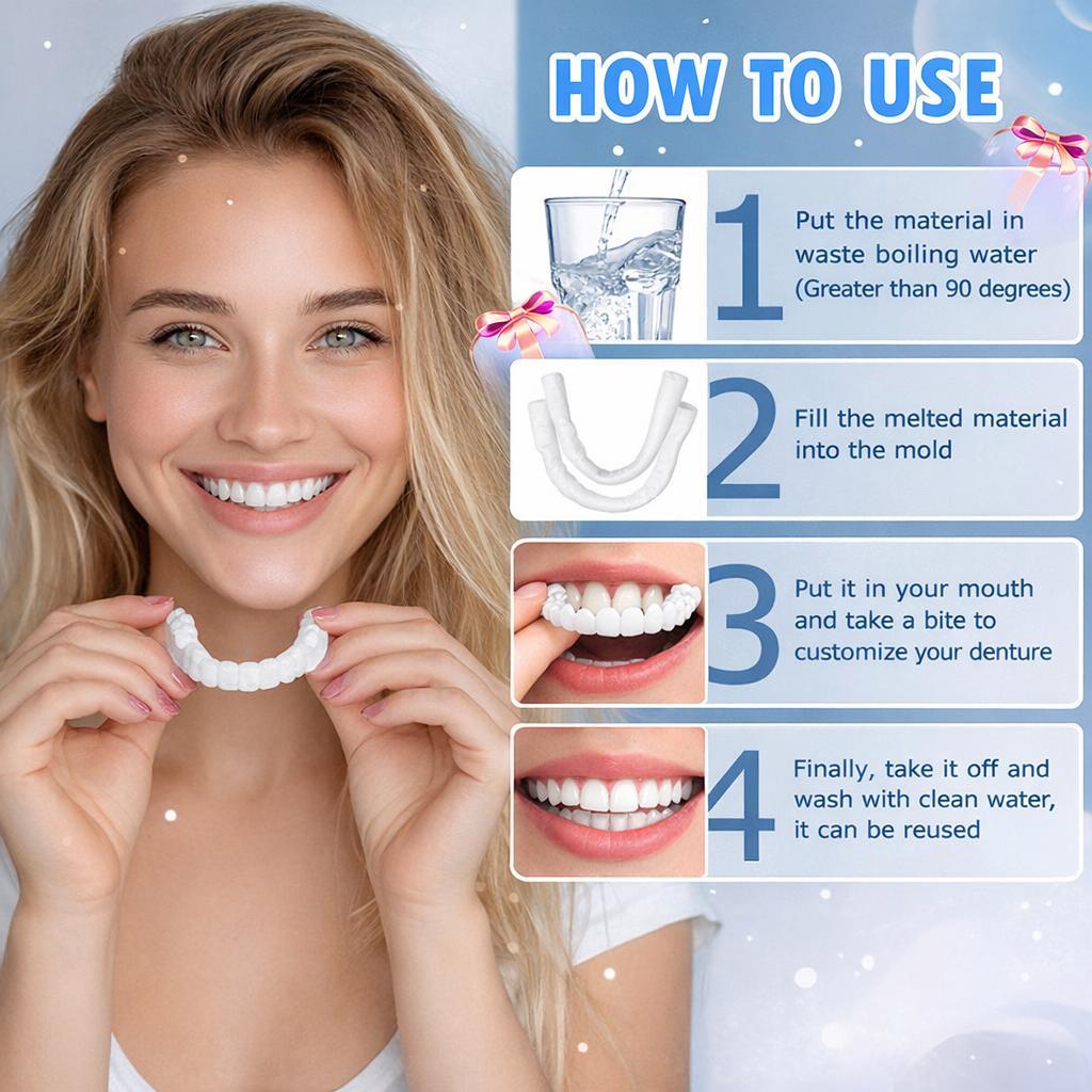 【Conceal Lost Tooth】Instant Smile Veneers for Over Upper Teeth Cover Designed to Disguise Missing Teeth Fallen Tooth Oral Flaws Temporary Visual Enhancer Non-Medical Beauty Solution For Men And Women Daily Use Best Gift