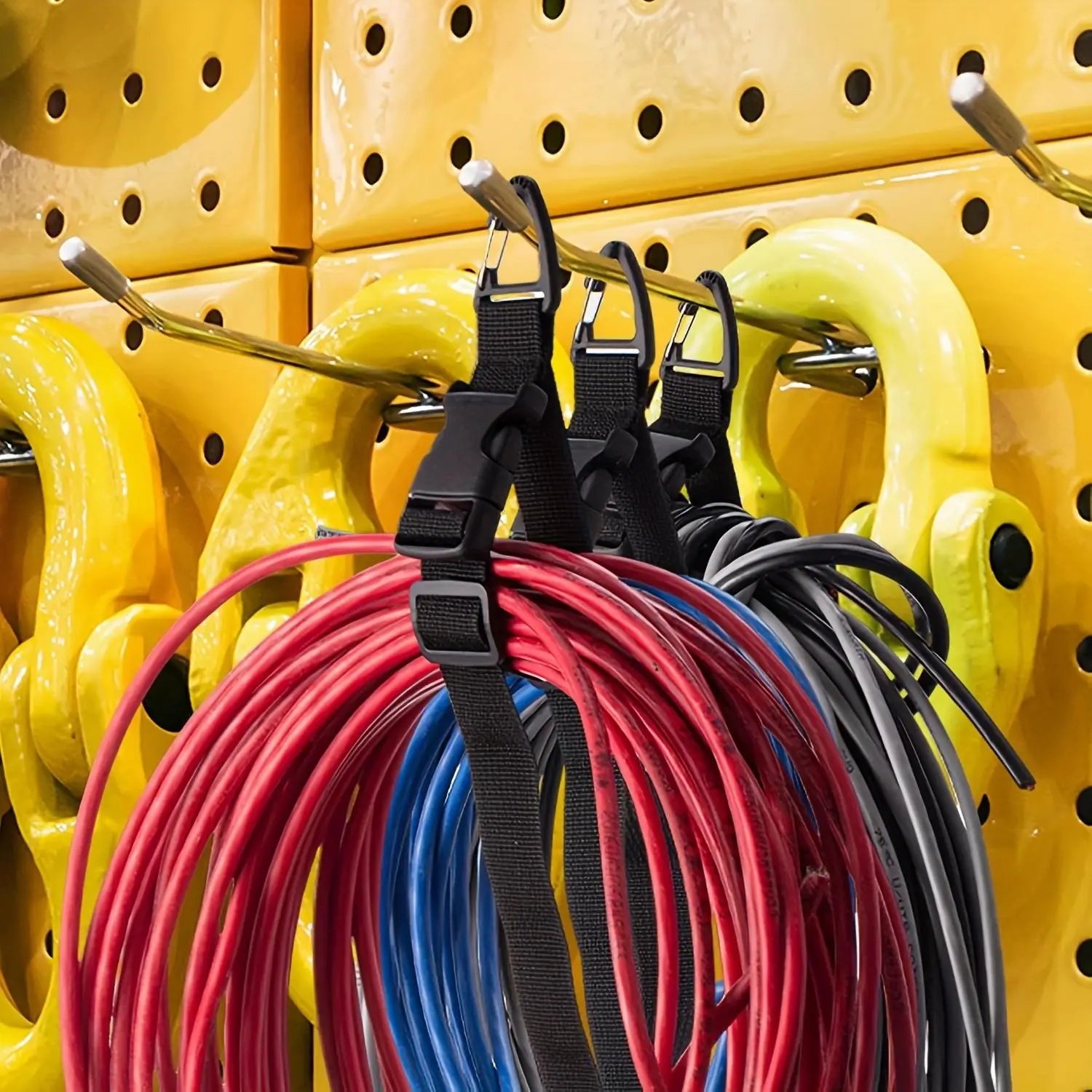 4pcs 17.72 Inch Adjustable Extension Cord Organizer, 3-Axis Buckle, Heavy-Duty Storage Strap, Durable Polypropylene, Workshop & Garage, Work Accessories, Extension Cable Organizer
