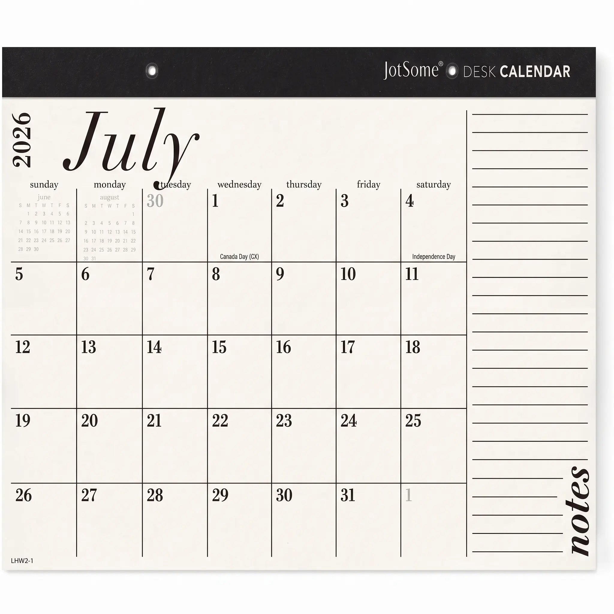 Jotsome  Desk Calendar 2026-2027, Desk Pad Calendar 17"x12" from January 2026 to June 2027, Desk Blotter Calendar with Large Day Block, for Home, Office, Minimalist