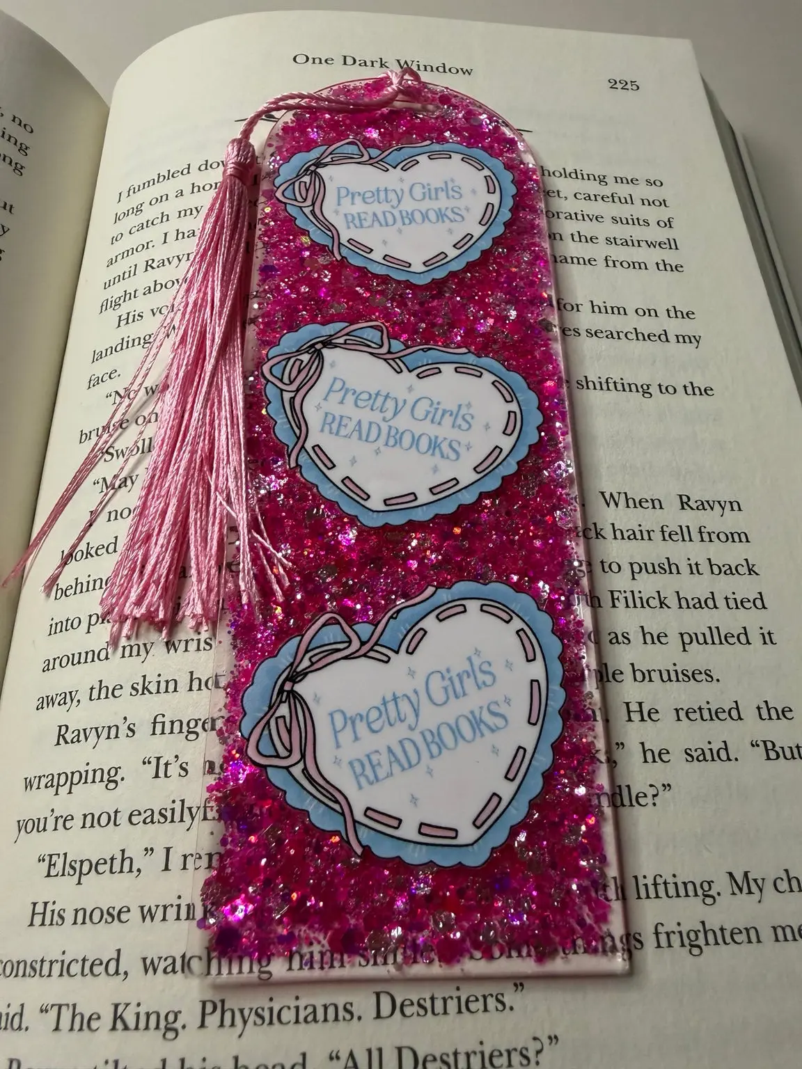 Pretty Girls Read Books Glitter Resin Bookmark