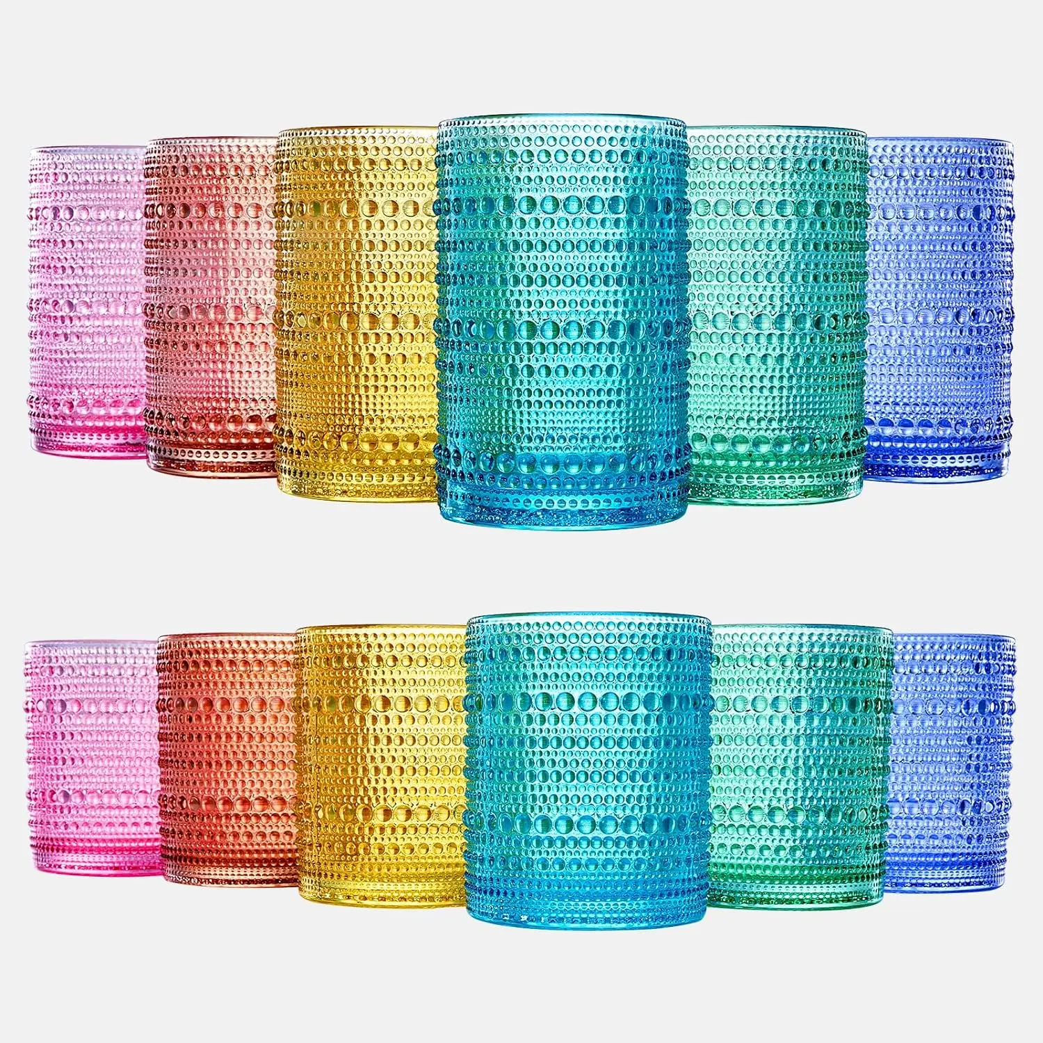 Hobnail Drinking Glasses Colored Beaded Drinking Set Of 12 Premium Barware Gift Hobnail Drinking Glasses Colored Beaded Drinking Set Of 12 Premium Barware Gift