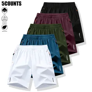 Men's Lightweight Casual Shorts with Elastic Waistband and Adjustable Drawstring, Side Pockets, Suitable for Gym, Basketball, Running, Beach, and Outdoor Activities, Pack of 5, Men's Gift Recommendation