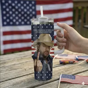 Tobyy Keiith 4th of July Tumbler, Vintage American Flag, Toby Keith Memorial