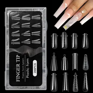 Professional Nail Art Extension Molds, 288pcs/box 12 Sizes Finger Nail Extension Press On Nails, Manicure Tool for Home & Salon Use, Nail Extension Kit