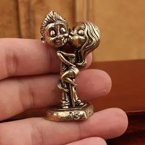 Vintage Brass Couple Statue, Romantic Anniversary Wedding Decoration, No Power Desktop Ornament, Home Office Gift, Love Sculpture