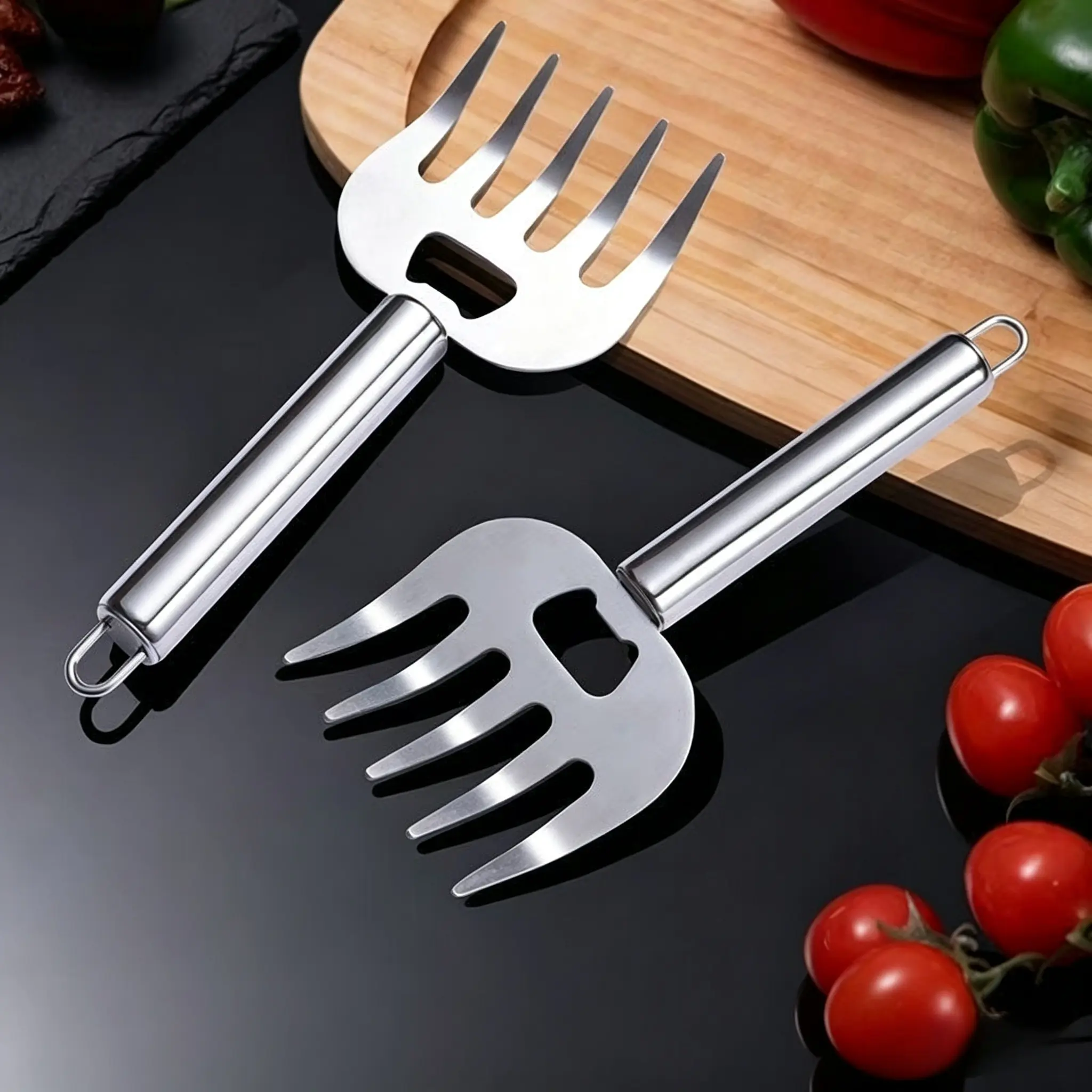 Stainless Steel Pulled Pork Tools for Shredding Meat, Sharp Stainless Steel Food Shredding Fork, Meat Shredder Claws for Shredding, Chicken Shredder, 7.2 inches