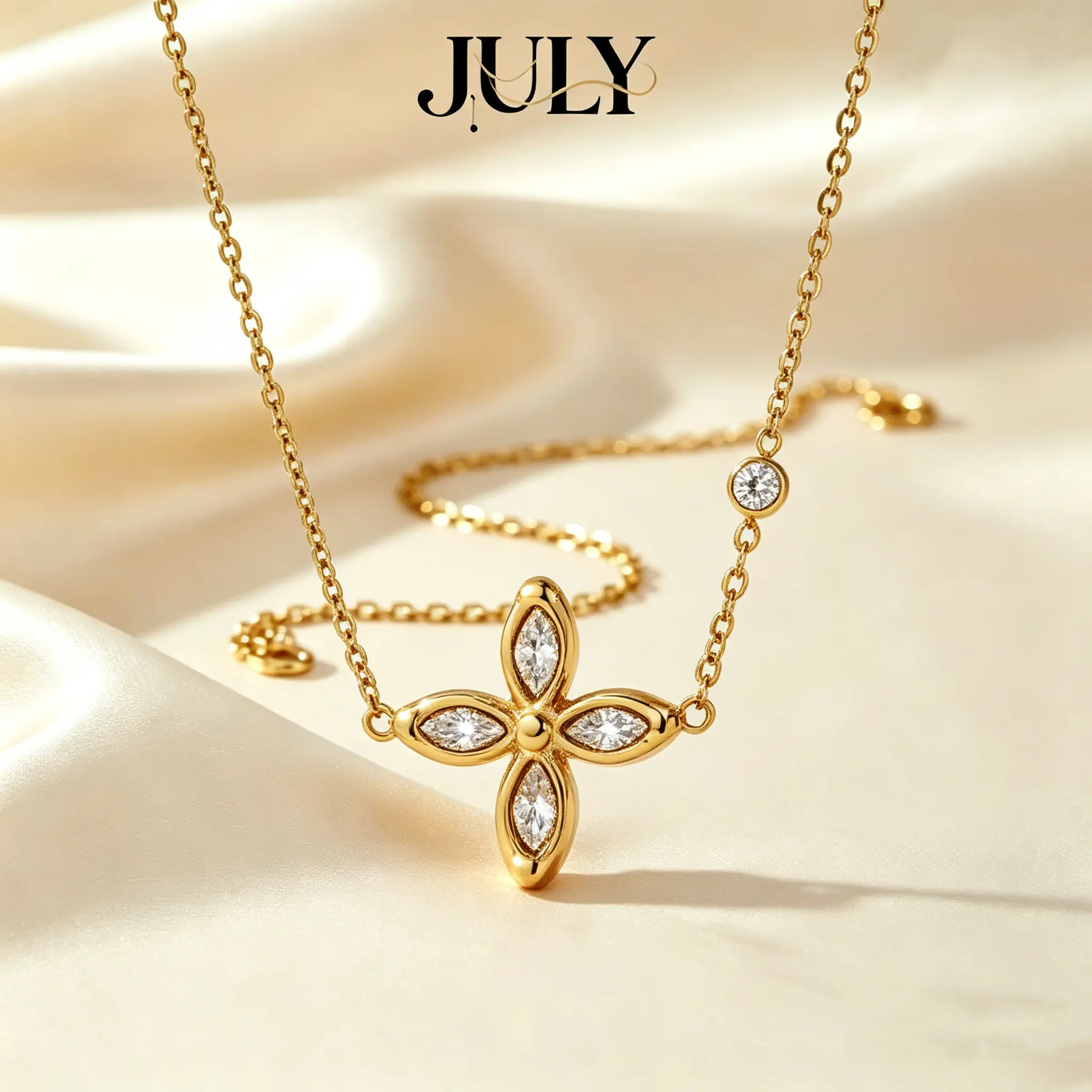 JULY Minimalist Round Rhinestone Pendant Necklace for Women, Waterproof Colorfast Stainless Steel Chain, Shower-Safe, Sleep-Safe, Single or Layered Wear, All-Match Daily Costume Jewelry, Jewelry For Women