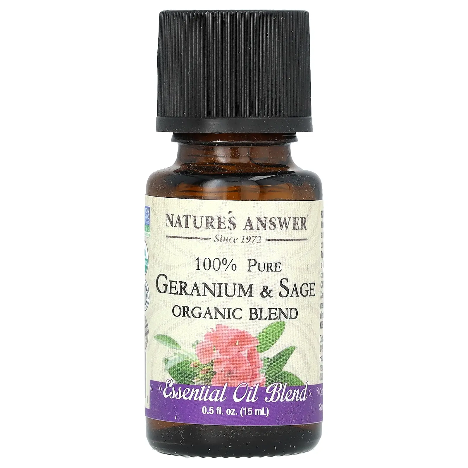 Nature's Answer 100% Pure Organic Essential Oil Blend, Geranium & Sage, 0.5 fl oz (15 ml)