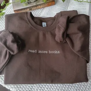Brown Read More Books Embroidered Crewneck Sweatshirt