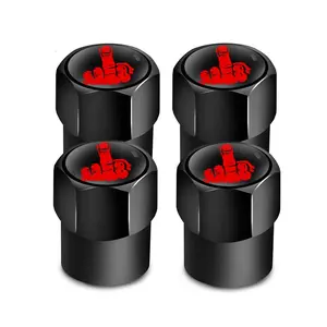 Creative Car Tire Valve Cap, 4 Counts Creative Finger Gesture Design Tire Valve Stem Cap, Universal Luminous Tire Valve Cap Suitable For Most Cars, Motorcycles, SUV, Trucks