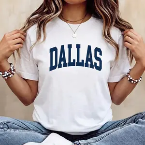 Dallas T-Shirt Vintage Collegiate Arch Graphic Tee Oversized Preppy Aesthetic Game Day Tailgate Outfit Texas Pride Football Shirt Top