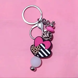 Cheetah print leopard print keychain Handmade beaded keychain