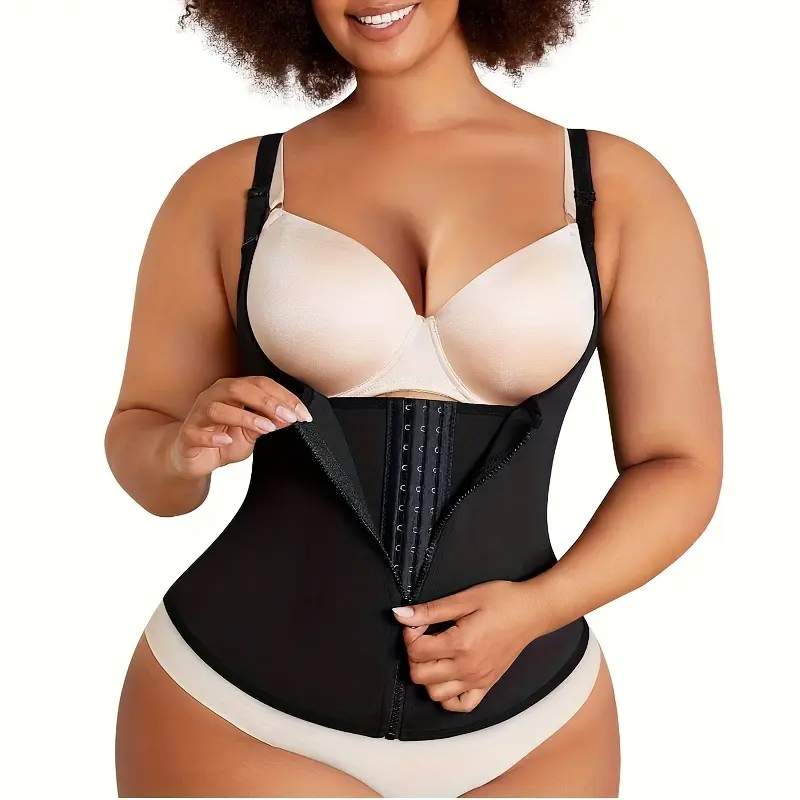 Adjustable Strap Waist Trainer Corset, Zipper Front Body Shaper Tank Top, High Compression Core Support Vest for Gym, Yoga, Workouts and Daily Wear