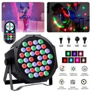 Par Can Lights 36 LED RGBW 4in1 Stage Lights Remote and DMX Control DJ Party Lights Wash/Strobe Effect Sound Activated Uplights for Christmas Halloween Church Disco Club Wedding