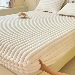 3pcs Solid Color Flannel Bed Skirt Set, Fall Winter Bedding, Deep Pocket Fits Various Bed Sizes, Includes Fitted Sheet, Bed Sheets and Pillowcases