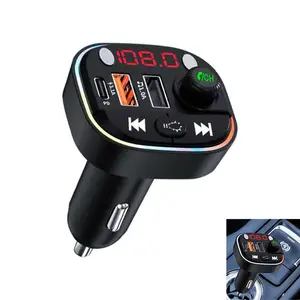 Car Bluetooth 5.0 Adapter, Wireless FM Radio Transmitter, Handfree Calling & Audio Receiver, MP3 Music Player, Equipped with USB Charging Port, USB C Car Charger, Fun Car Accessories