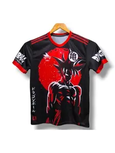 Red Goku Animation 3D Printed T-shirt Dragon Ball Surrounding Men's and Women's Fashion Street Top