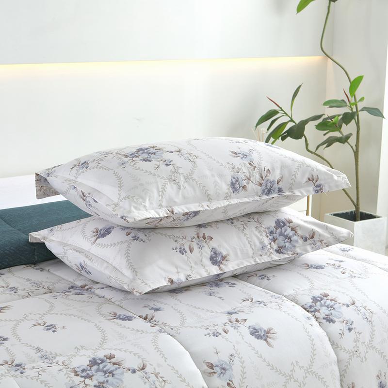 2/3PCS Floral Reversible Comforter Set, Twin/Queen/King Size All-Season Cozy Bedding, Fresh Bloom Print, Ultra Soft Quilt Set with 1 Comforter & 1/2 Pillowcases, Machine Washable, Wrinkle & Fade Resistant Bed in a Bag, Room Decor, Perfect Gift