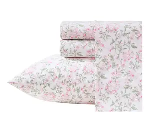 Laura Ashley Blossom Bliss Light Pink/Green Twin Sheet Set