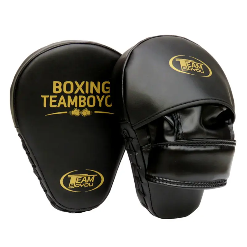Curved PU Leather Punching Mitts for Adults & Youth - Impact-Absorbing Hand Targets with Protective Shield for Boxing & MMA Training, Punch Workout Gear, Absorbs Impact, Adjustable Hook-And-Loop Straps, Fits Most Youth To Adult Hands, Reduces Hand Slippag