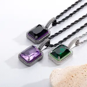 Gemstone Rainbow Color Luminous Drop Oil Pendant Fashion Personality Zircon-Laid Necklace personalize keyring mens gold cross exquisite jewelry men charm phiten back statement name tiktaalik wisteria patiala panamanian paige azzi kendyl lil baby eve son