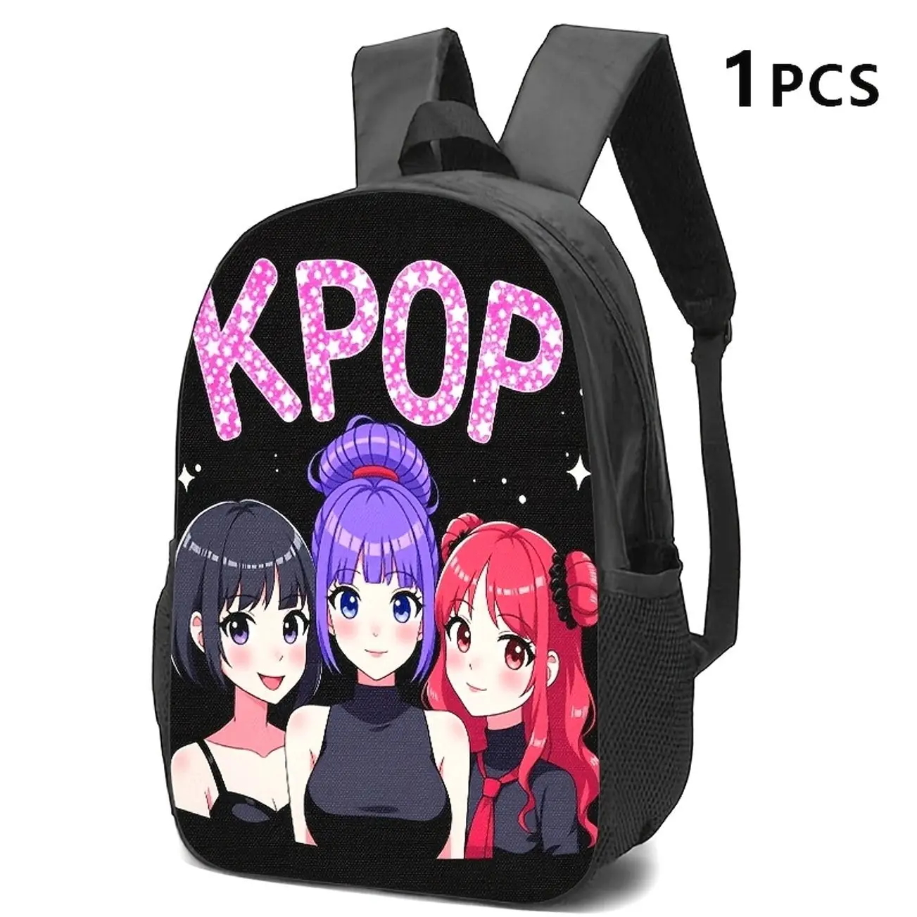 Kpop Girl Group Backpack 3 Piece Set, Anime Idol School Bag with Crossbody Bag & Pencil Case for Teens