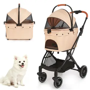 4-Wheels Pet Stroller for Dogs & Cats, Puppy Stroller, Detachable Basket, 66 lbs Weight Capacity, Storage Basket and Pet Pad, Suitable for Small to Medium Sized Dogs, Convenient for Travel and Carrying #Summervibes