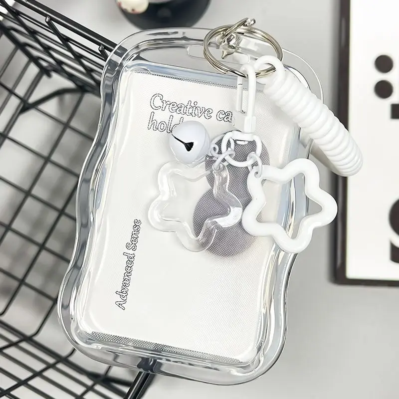 1 Set,K-pop star photo card holder keychain, transparent silicone card holder with star design, can be used as a protective case for bus cards, bus passes, student ID cards, etc, Retractable Id Badge Holder