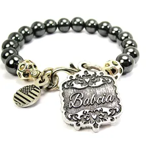 Babcia Victorian Scroll Hematite Glass Bracelet