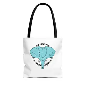 Blue Elephant Head Tote Bag | Nautical Rope Accent