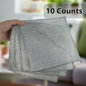 20 Counts Multipurpose 20x20cm Metal Wire Dishwashing Rags Non-Scratch Microfiber Kitchen Towels Double Layer for Sink & Multi-Purpose reusable  Cleaning Tools fibras para lavar trastes