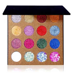 Pro Glitter Eyeshadow Palette - Professional 16 Colors - Chunky & Fine Pressed Glitter Eye Shadow Powder Makeup Pallet Highly Pigmented Ultra Shimmer for Face Body