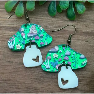 Acrylic Two-Piece Mushroom Earrings