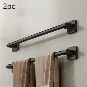 2pcs heavy duty bathroom towel rack, wall-mounted towel holder with strong load capacity, space-saving organizer, bathroom, kitchen, easy to install, carbon steel construction, Bathroom Essentials Accessories