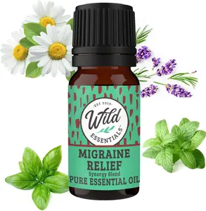 Wild Essentials Migraine Relief 100% Pure Essential Oil Synergy Blend - 10ml, Premium Grade, Headaches, Tension, Congestion, Cold Blend, Made & Bottled in USA