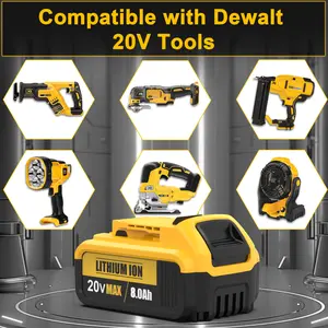 8000mAh 20V Dewalt Lithium-Ion Battery Replacement, with LED Indicator, Compatible with DCB200 DCD/DCF/DCG/DCS Series Tools FEOTDN