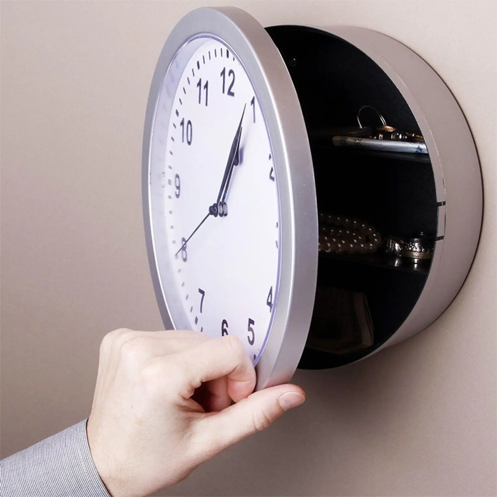 Vintage Wall Clock with Hidden Safe Box, Secret Storage for Cash Jewelry Gold, Creative Diversion Safe for Home, Decorative Wall Mounted Clock with Locking Compartment, Multifunctional Organizer for Living Room Bedroom, Unique Security Decor for Valuables