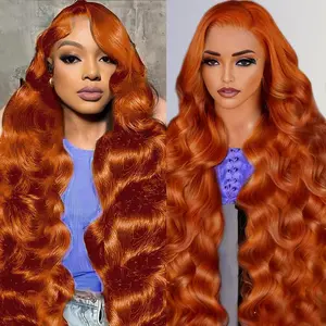26inch Ginger Orange Lace Front Wig Hoyrhra Hair 180 Density 13x6 Hd Body Wave Lace Front Wigs Human Hair Pre Plucked 350# Colored Frontal Wigs Human Hair Ginger Wigs for Women 26inch
