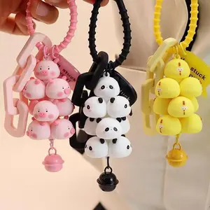 Kawaii Stacked Pig Keychain, Cute Pink Piggy Bag Charm with Bell & Love Quote, Aesthetic Pig Key Ring for Backpack & Phone Case, Sweet Valentine's Day Gift for Girls #FFM