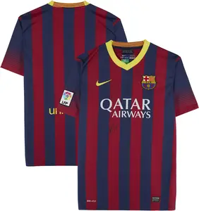 Andres Iniesta, Lionel Messi, and Xavi Barcelona Triple-Autographed Nike 2013-14 Blue and Red Home Jersey - Signed on Back - Fanatics Authentic Certified