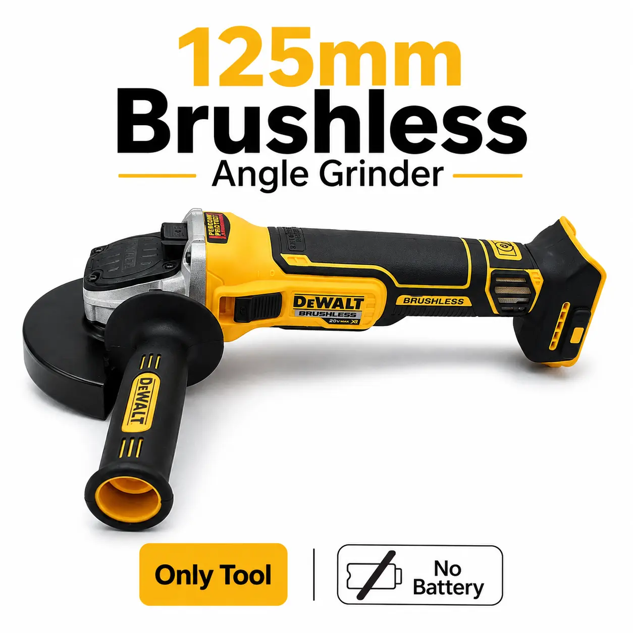 High-Performance Dewalt DCG405NT Angle Grinder with Kickback Brake and Slide Switch, 125mm