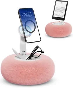 Viozon Phone Holder for Bed, Magnetic Pillow Stand, Compatible with 4-7" Phone/Kindle with Small Storage, Removable Suction Base for Stability, Idea for Kindle Reading and Video Watching on Bed,Pink viozon