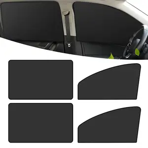 Magnetic Car Window Sun Shades - Universal Vehicle Fit, Heavy-Duty Heat Protection with Secure Magnetic Attachment, 4-Pack Privacy Covers (Black) Automotive Glass Sunshade Foldable Windshield Sunshade