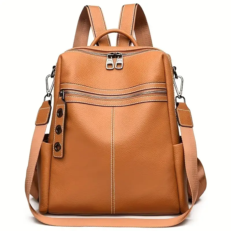 Maxoner Women's Genuine Leather Convertible Backpack Purse - Minimalist Geometric Waterproof Casual Travel Backpack, High Capacity Durable Soft Adjustable Rucksack for Adults with Local Delivery, High Capacity Backpacks