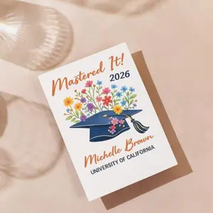 Wildflower Graduation Card 2026, Custom Name Personalized Card, Floral Grad Gift for Her
