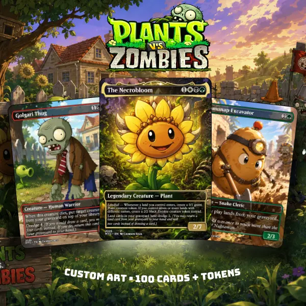 Plants vs Zombies Anime MTG Proxy Deck | 100 Card EDH Commander Set + Tokens | Viral Gift for Gamers & Boyfriend